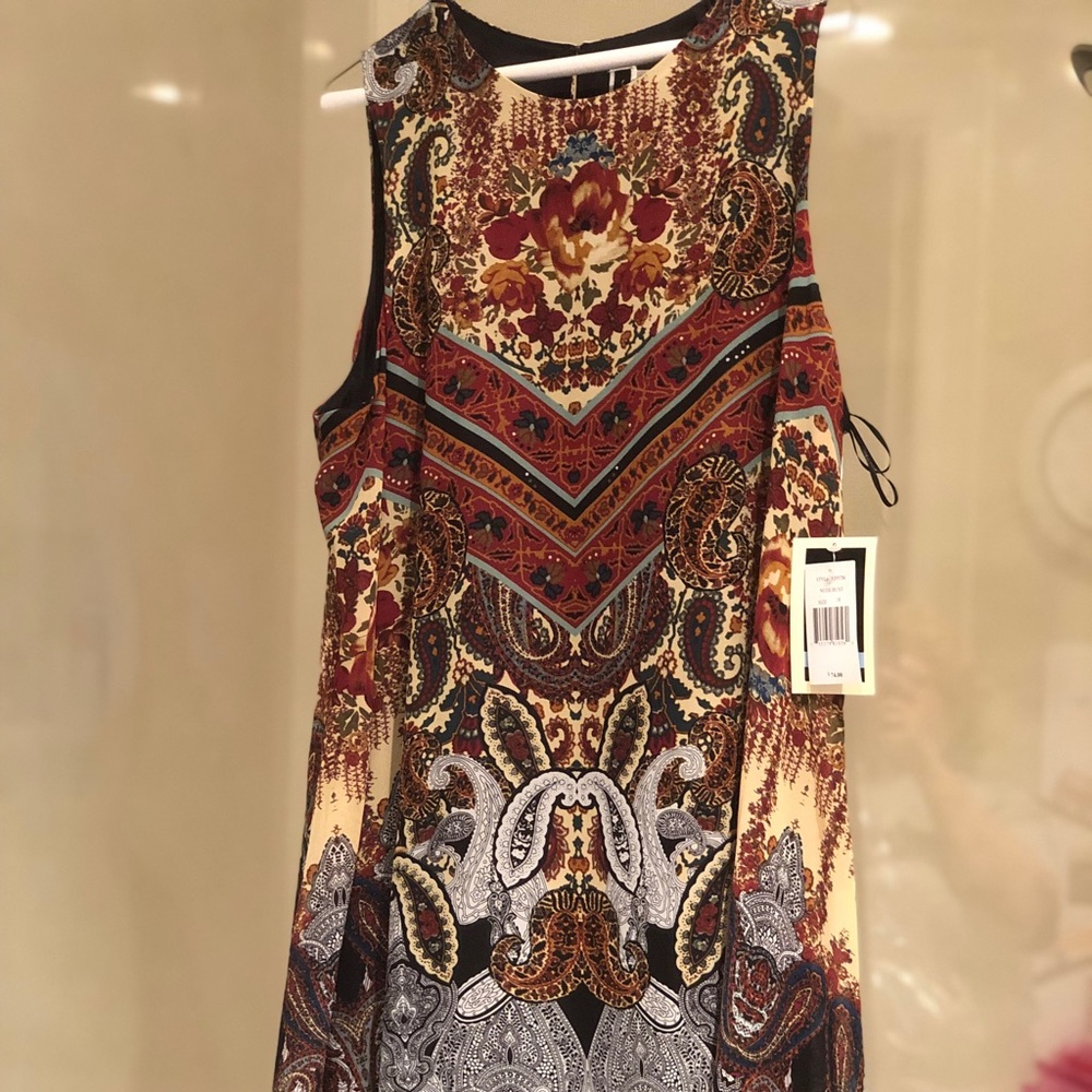 Multicolored brown swing dress